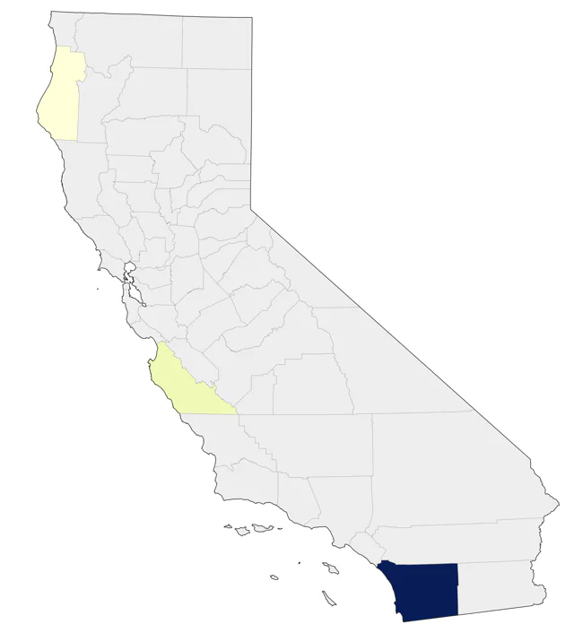 White-winged Tern county map