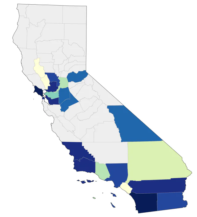 Winter Wren county map