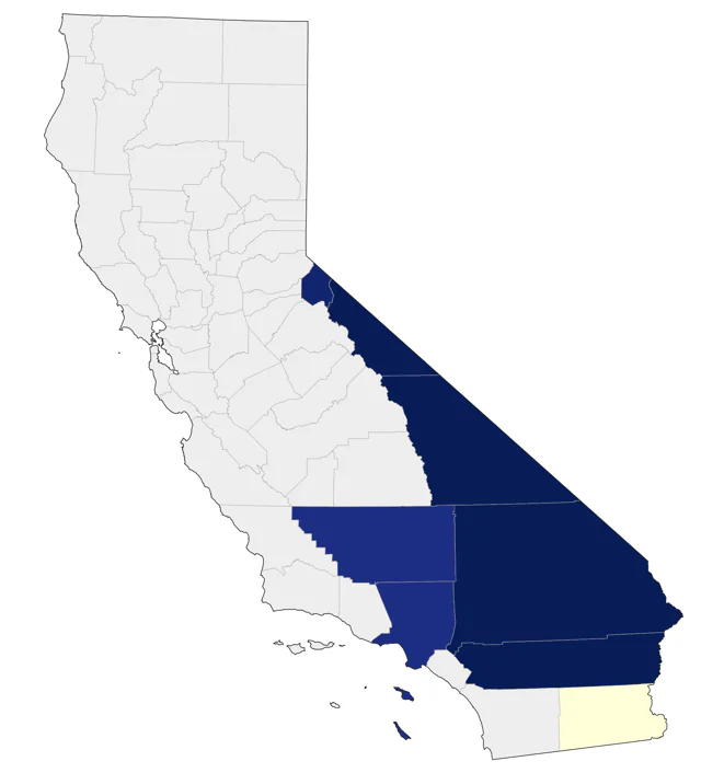 Woodhouse's Scrub-Jay county map