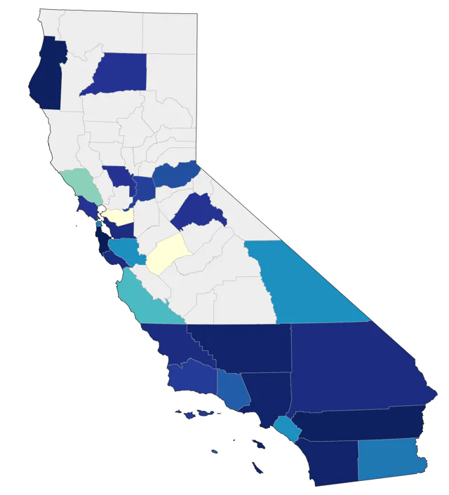 Worm-eating Warbler county map