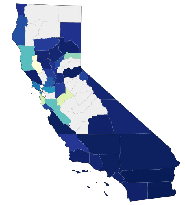 Yellow-billed Cuckoo county map