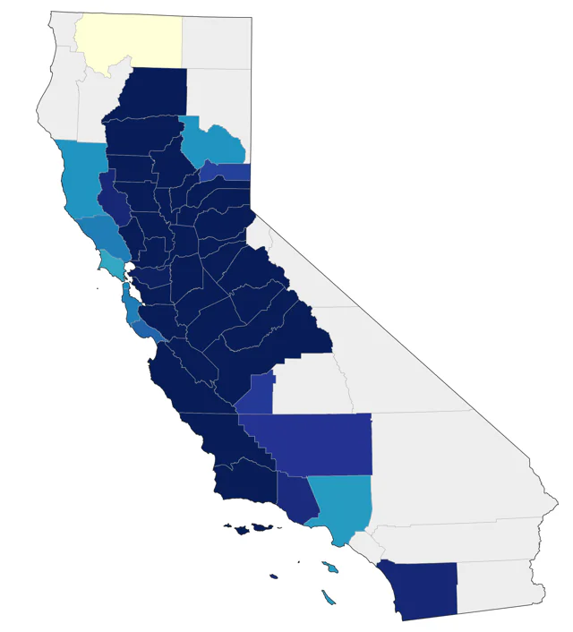 Yellow-billed Magpie county map