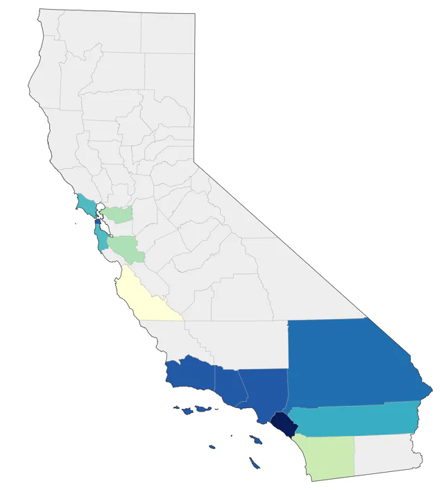 Yellow-fronted Canary county map