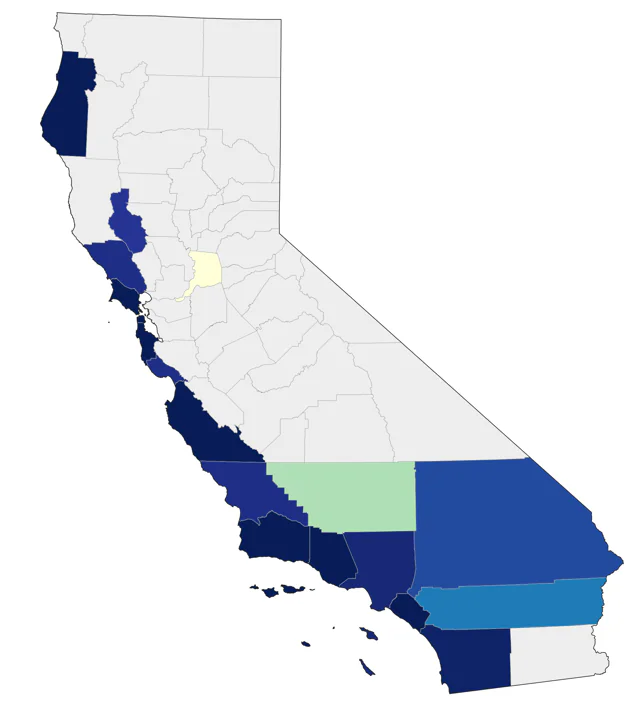 Yellow-green Vireo county map