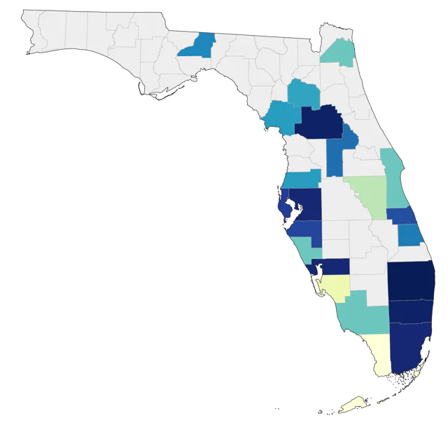 African Collared-Dove county map