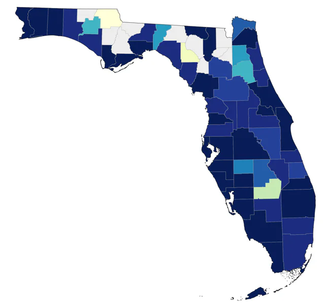 American Avocet county map
