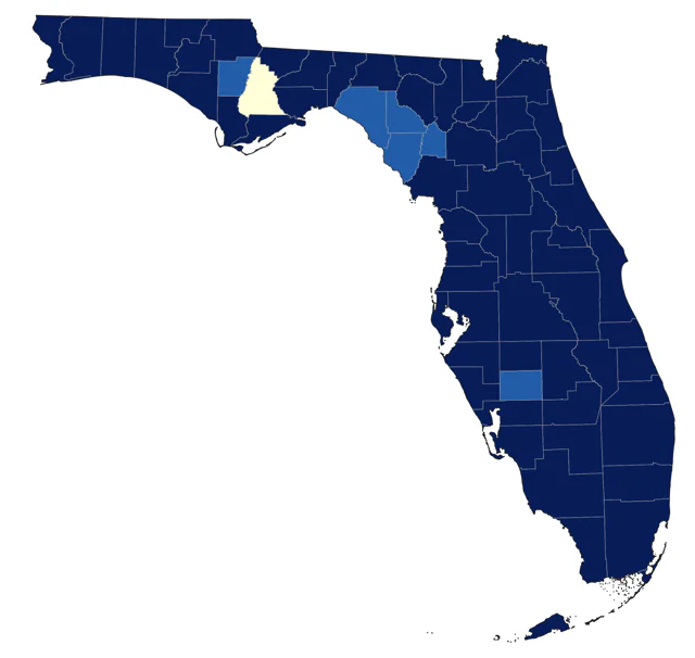 American Coot county map