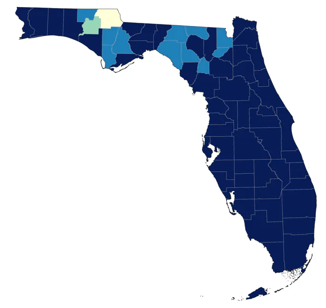 American Redstart county map