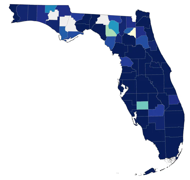 American Wigeon county map
