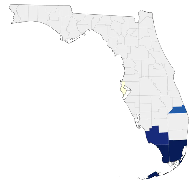 Antillean Nighthawk county map
