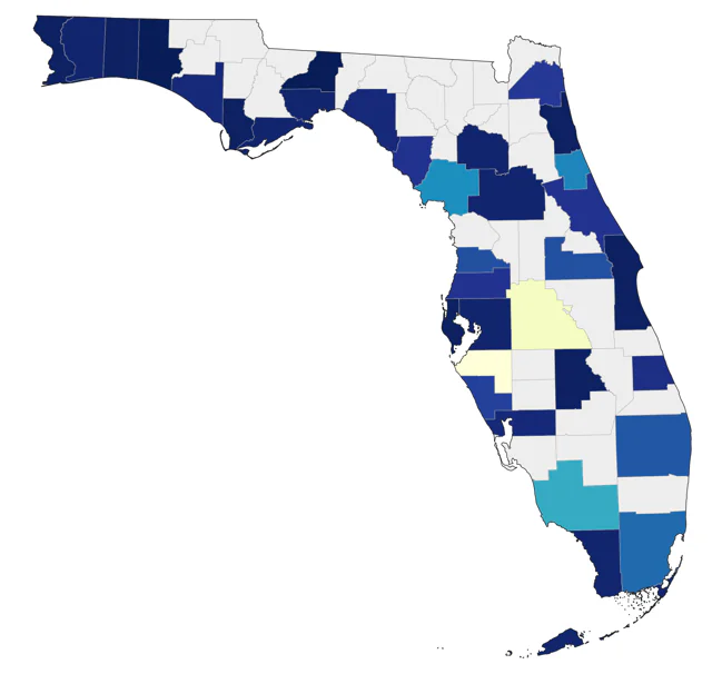 Baird's Sandpiper county map