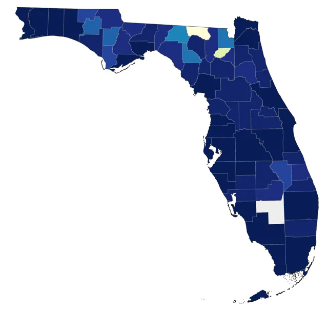 Bay-breasted Warbler county map