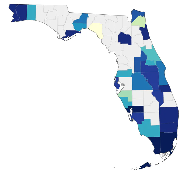Bell's Vireo county map