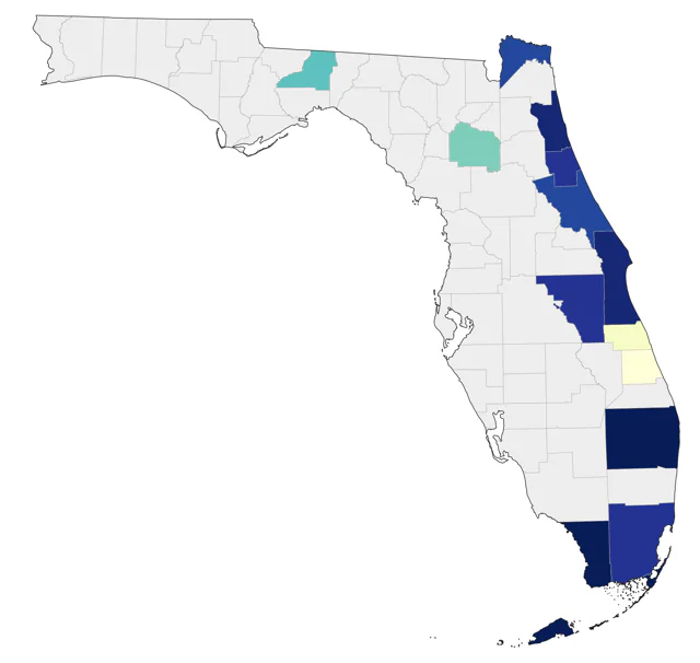 Black-capped Petrel county map