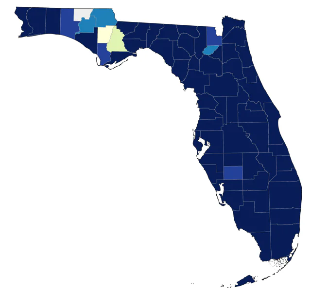 Black-crowned Night Heron county map