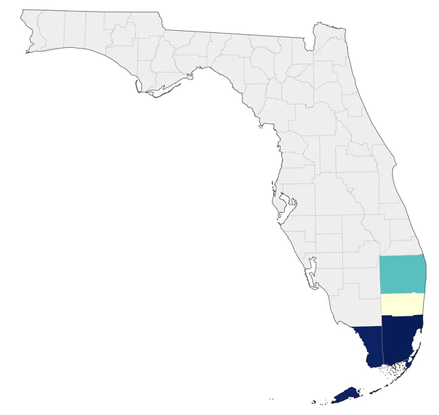 Black-faced Grassquit county map