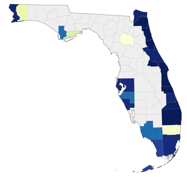 Black-legged Kittiwake county map