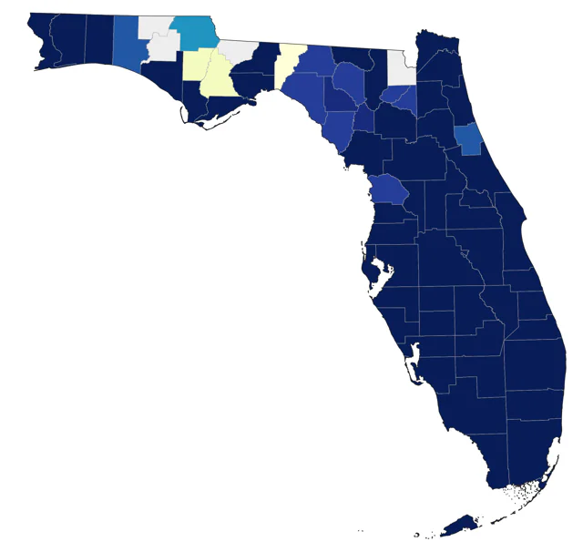 Black-necked Stilt county map