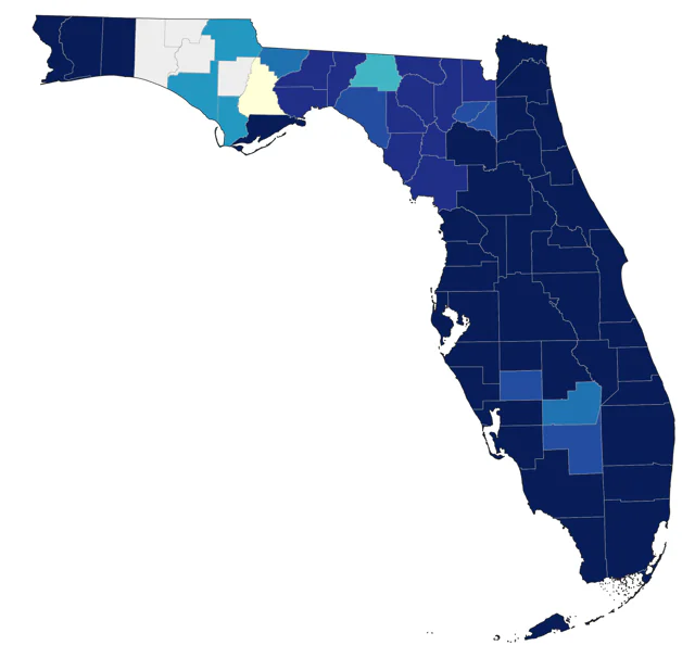 Black-throated Blue Warbler county map
