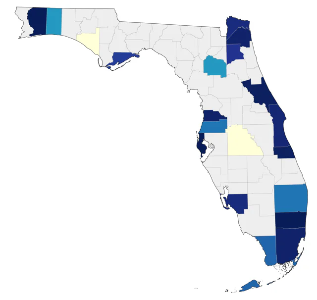 Black-throated Gray Warbler county map