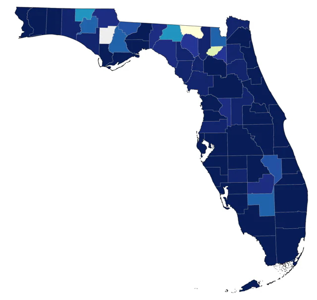 Black-throated Green Warbler county map