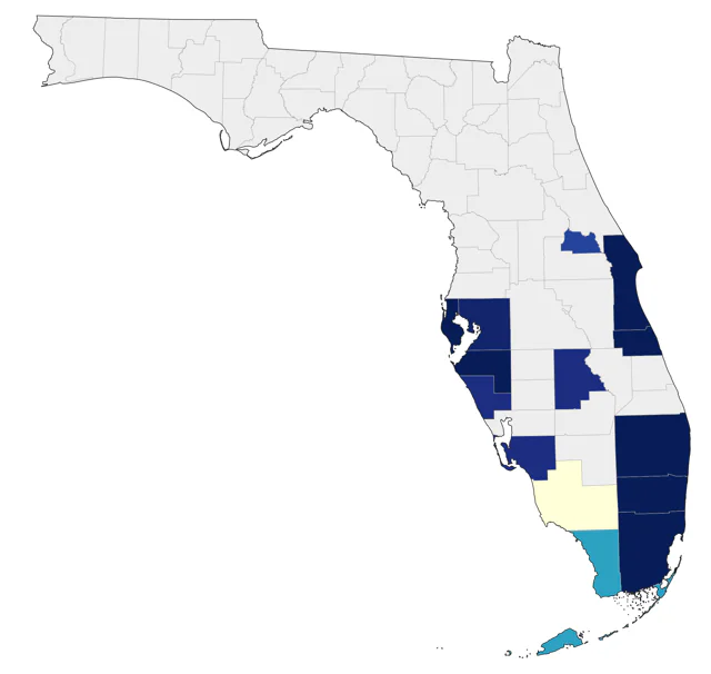 Blue-crowned Parakeet county map