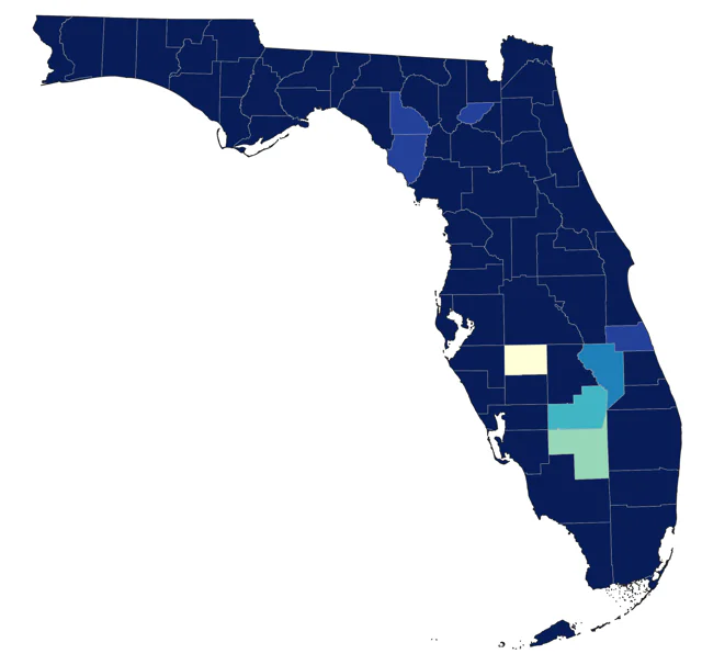 Blue Grosbeak county map