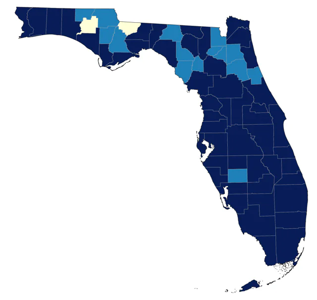 Blue-winged Teal county map