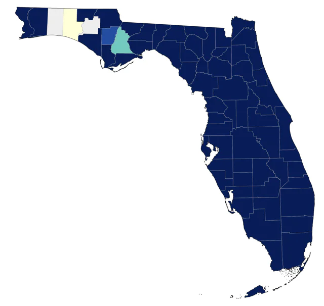Boat-tailed Grackle county map