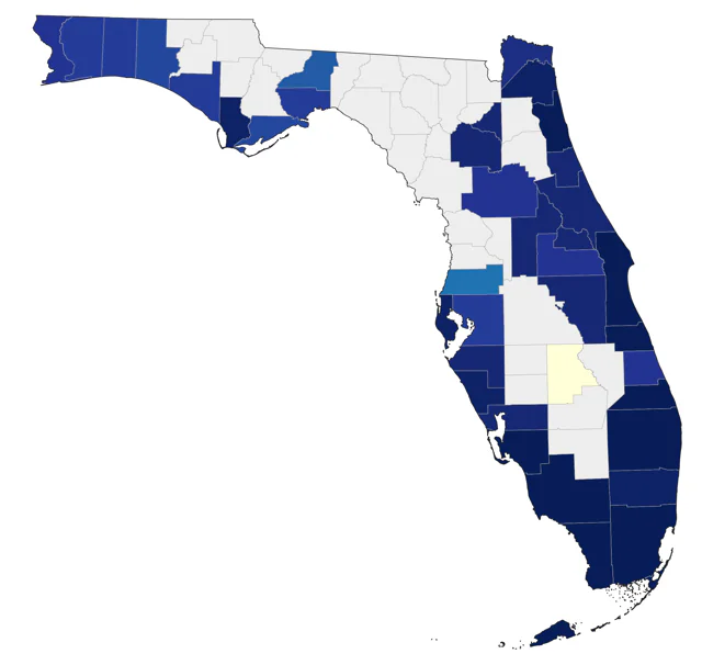 Bridled Tern county map