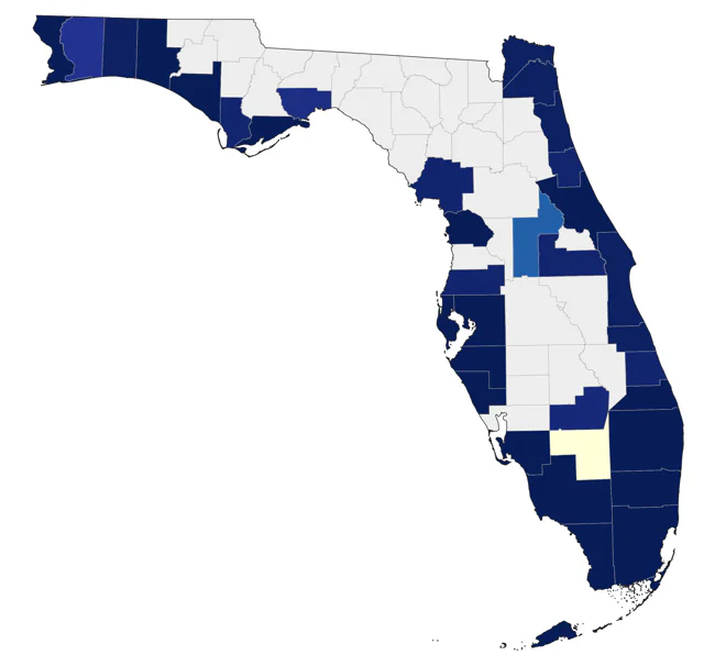 Brown Booby county map