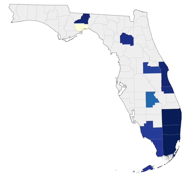 Brown-crested Flycatcher county map