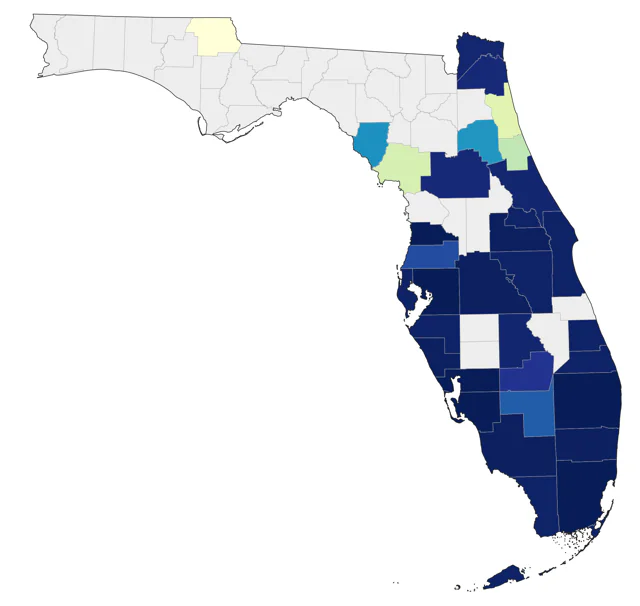 Budgerigar county map