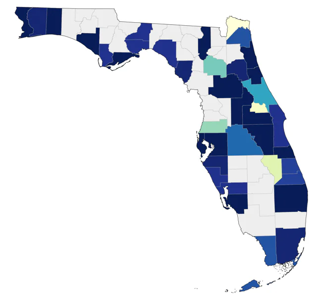 Buff-breasted Sandpiper county map