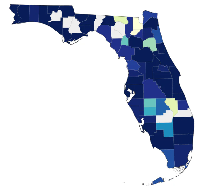 Canvasback county map