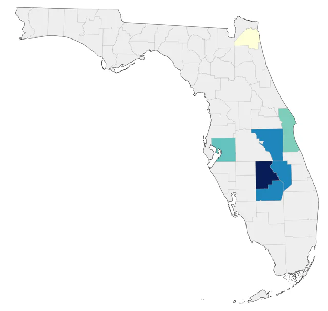 Carolina Parakeet county map