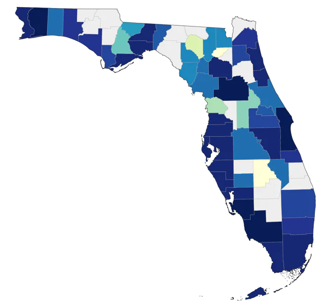 Cerulean Warbler county map