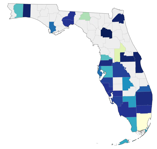Cinnamon Teal county map