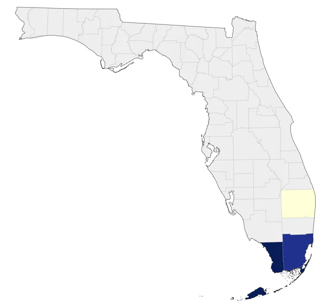 Cuban Pewee county map