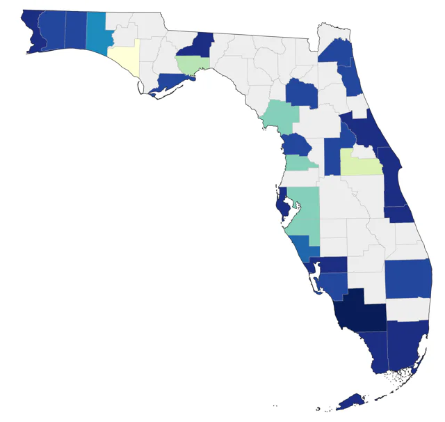 Eastern Warbling Vireo county map