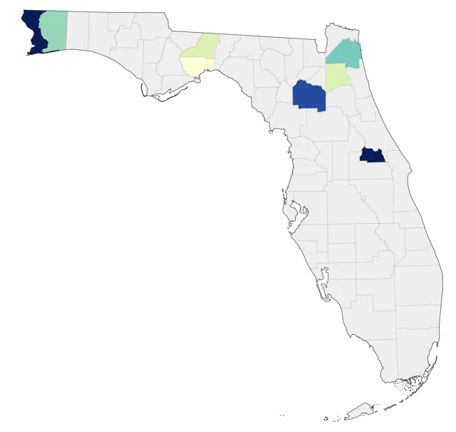Evening Grosbeak county map