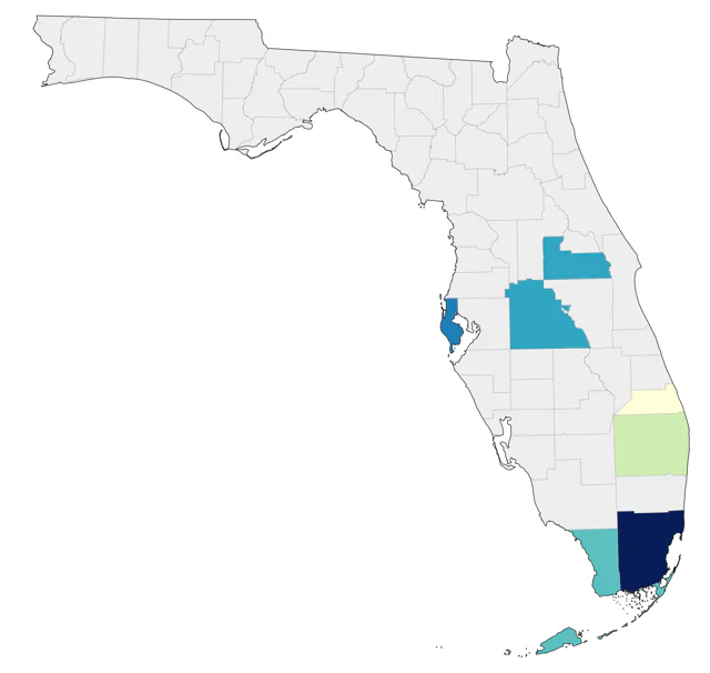 Fischer's Lovebird county map