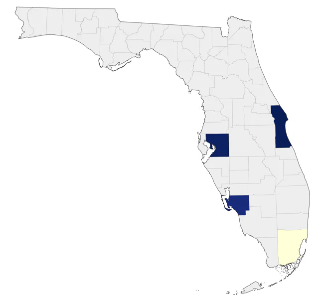 Great White Pelican county map