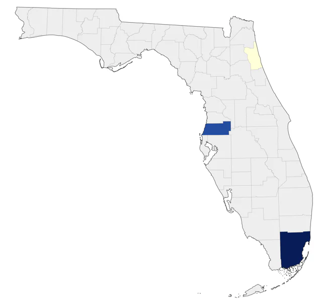 Green-cheeked Parakeet county map