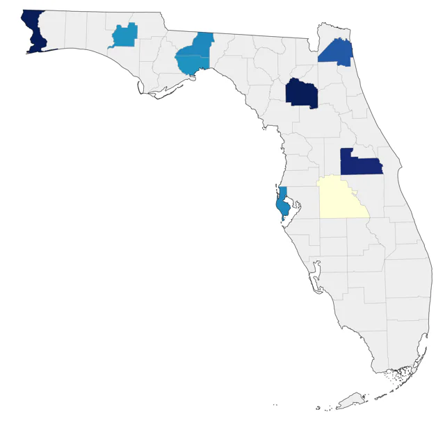 Green-tailed Towhee county map