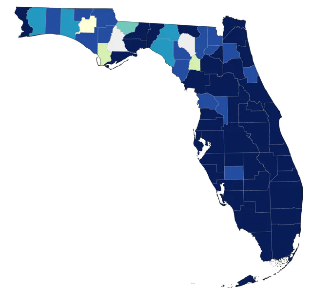 Green-winged Teal county map