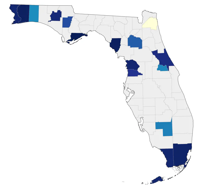 Harris's Sparrow county map