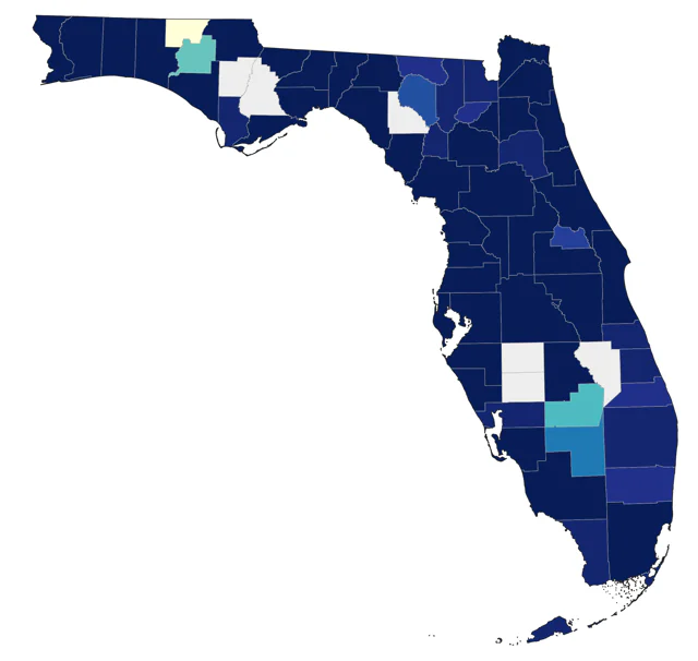 Horned Grebe county map