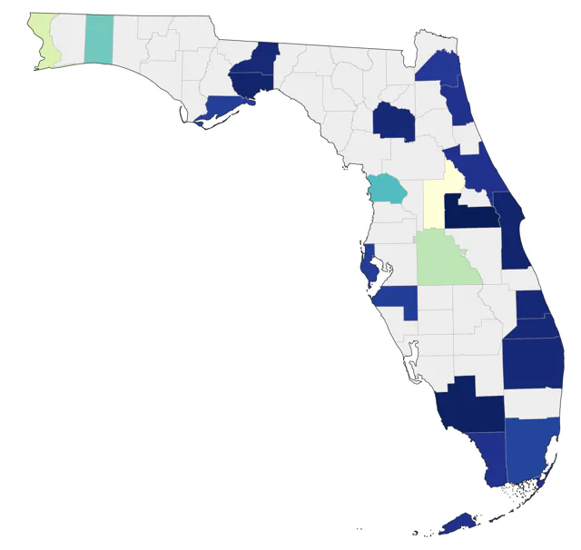 Hudsonian Godwit county map