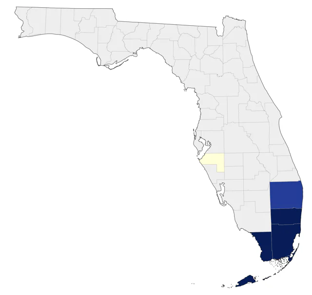La Sagra's Flycatcher county map